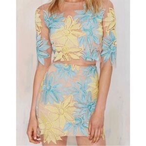 Nasty Gal x For Love & Lemons Set | Top XS | Skirt S